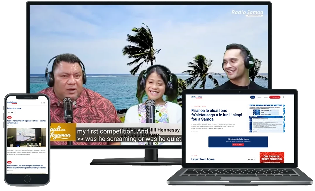 Radio Samoa on TV, laptop and phone