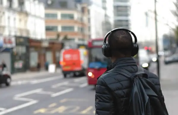 using headphones while crossing