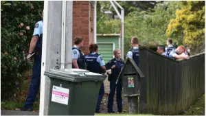 A large number of police officers were seen at the Nikau St address where a serious assault took place today