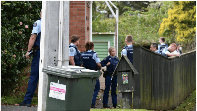 A large number of police officers were seen at the Nikau St address where a serious assault took place today