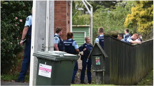 A large number of police officers were seen at the Nikau St address where a serious assault took place today