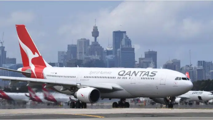 A Qantas A330 aircraft at Sydney Airport