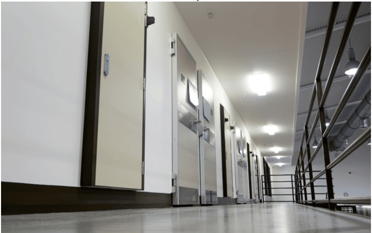 A cell block at Auckland South Corrections Facility