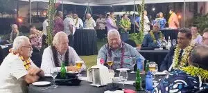 World Rugby Chairman Sir Bill Beaumont with chairman of Lakapi Samoa, Tuilaepa Sailele Malielegaoi