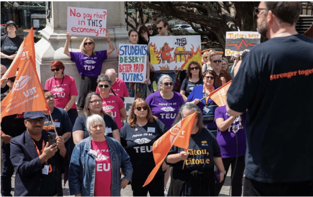 University staff rally at Parliament