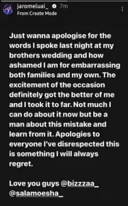 Apology Message from Jarome