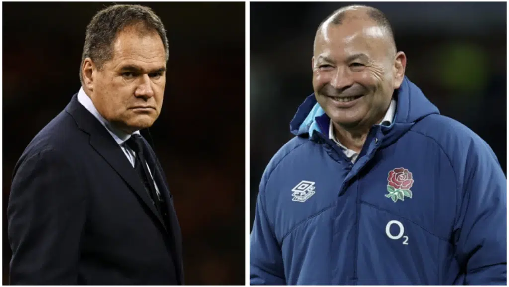 Sacked coach Dave Rennie and replacement Eddie Jones