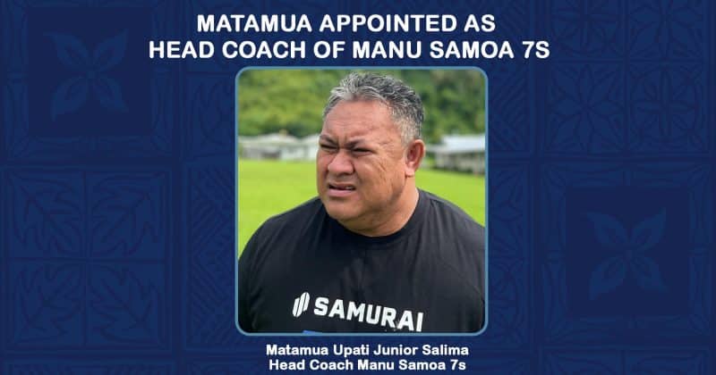 Matamua Upati Jr Salima. Manu Samoa 7s' Head Coach