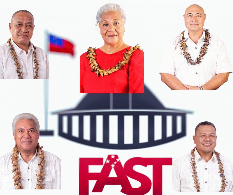 Hon Fiame Naomi Mataafa Hon Tuala Tevaga Iosefo Ponifasio Hon Olo Afoa Fiti Vahi Hon Leatinuu Faumuina Wayne Fong Hon Faualo Harry Schuster Hon Toeolesulusulu Cedric Schuster