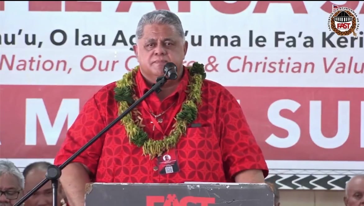 Leader of FAST Party, Hon Laaulialemalietoa Polataivao Leuatea Fosi Schmidt