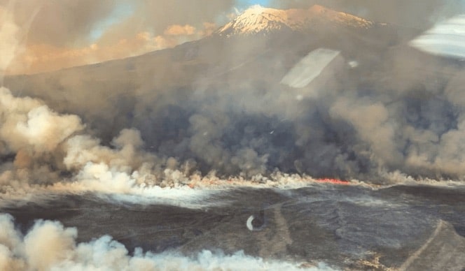 Wildfire in Tongariro National Park