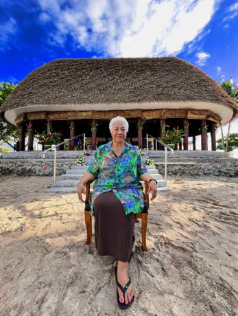 Fiame Naomi Mataafa and her ewly built maota Samoa in Lotofaga