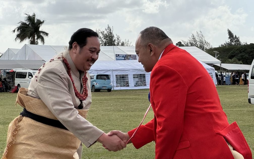 Tonga Crown Prince Tupouto'a Ulukalala with previous prime minister and current MP Hu'akavameiliku Siaosi Sovaleni.