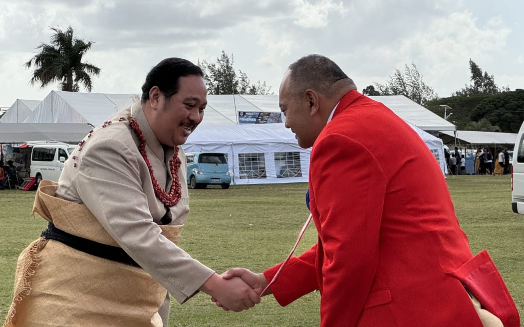 Tonga Crown Prince Tupouto'a Ulukalala with previous prime minister and current MP Hu'akavameiliku Siaosi Sovaleni.