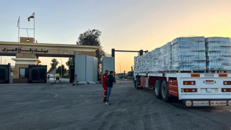 Aid lorries passing through the Egyptian side of the Rafah crossing face an inspection in Israel before entering Gaza.