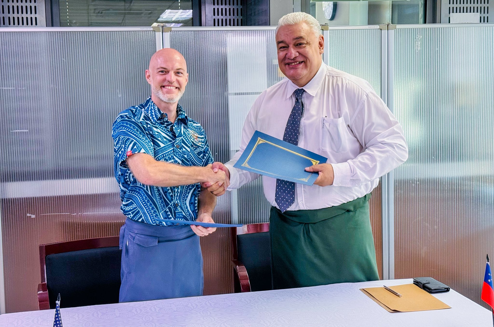 U.S. Embassy and the Government of Samoa marked the MOU for the construction of a new Saina-Toamua School.