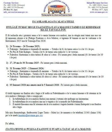 Ministry of Customs & Revenue Samoa