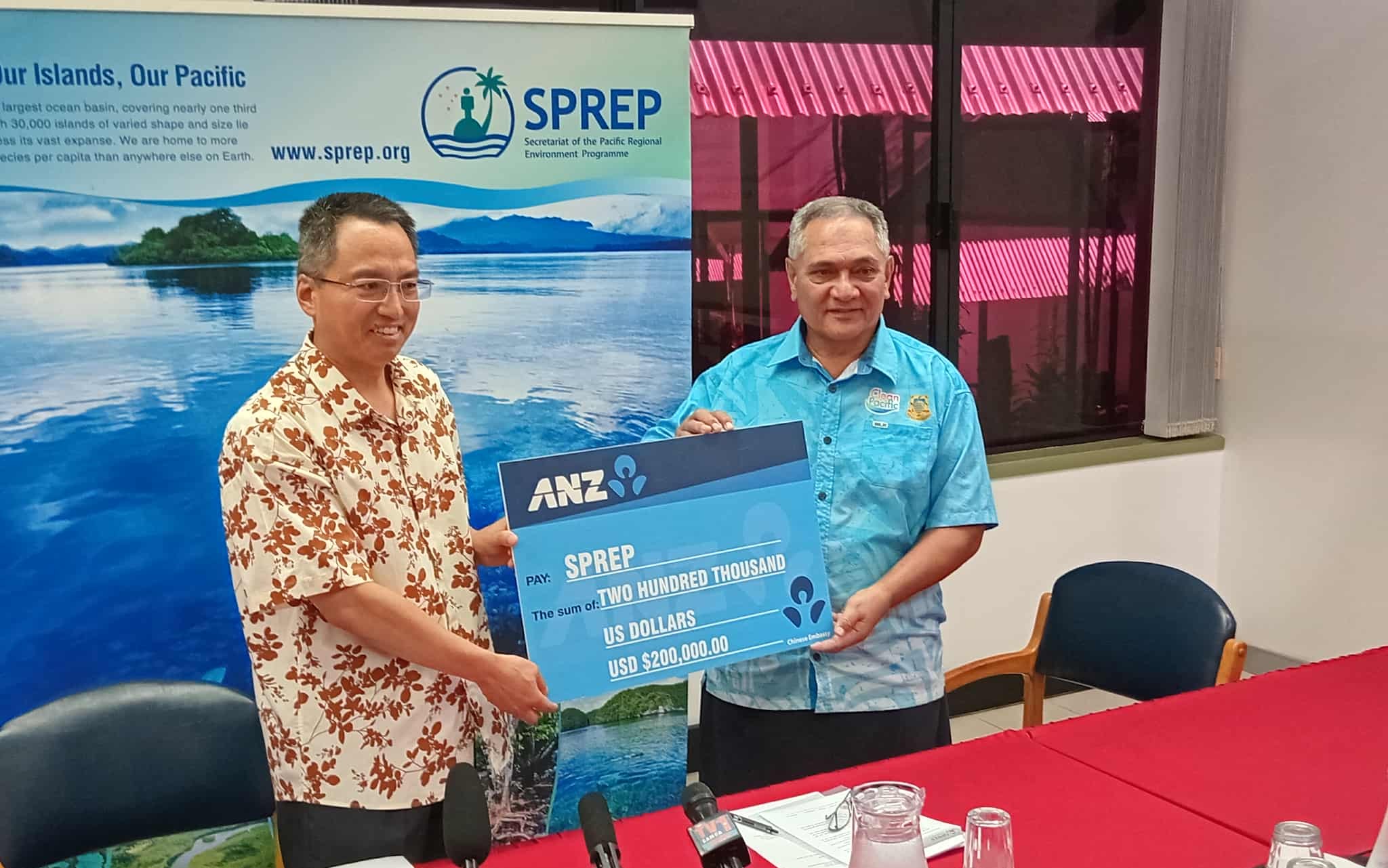 CHINA donates money for SPREP