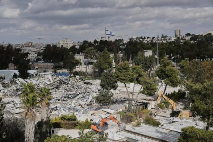 Israeli bulldozers demolish an UNRWA compound in East Jerusalem on Jan. 20, 2026.