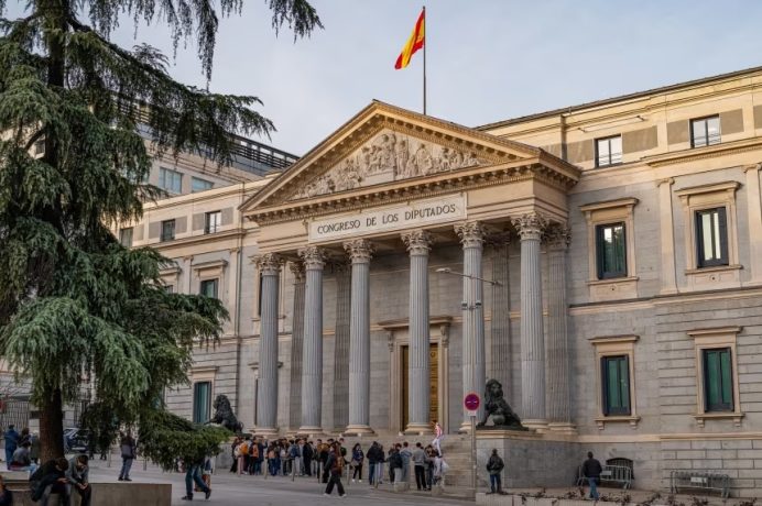 The Spanish Parliament building in Madrid, Spain, on December 22, 2025.