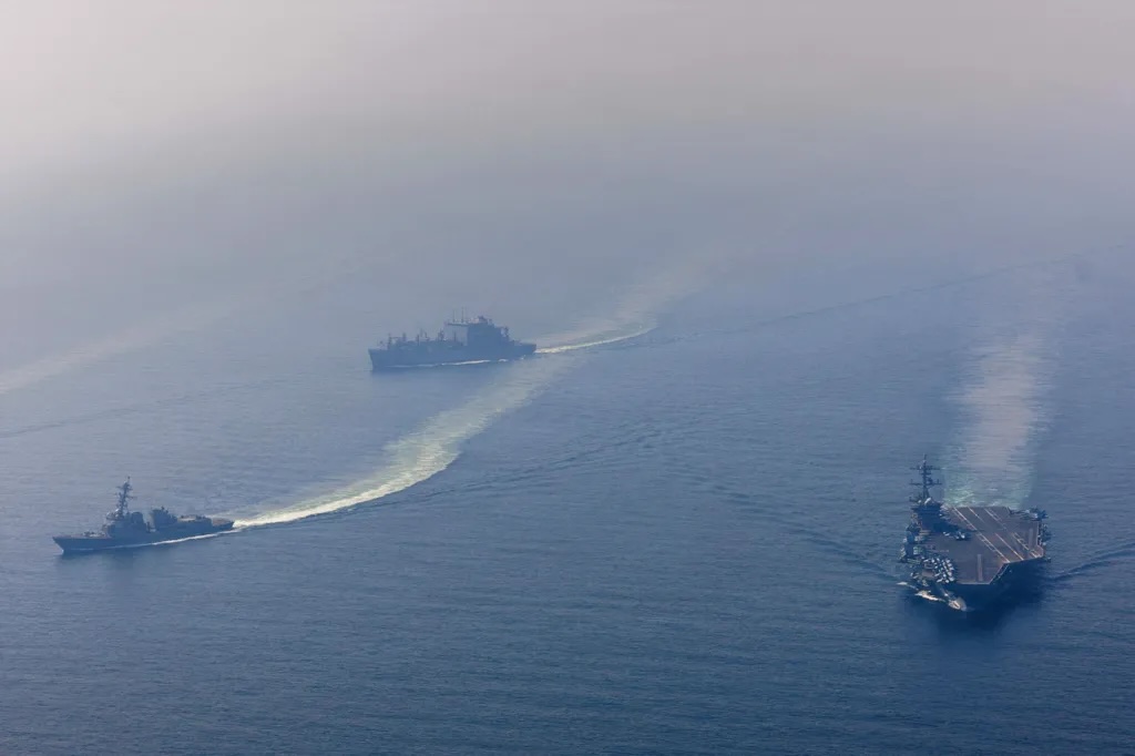In February the US military released an image of the Lincoln carrier strike group in the Arabian Sea.