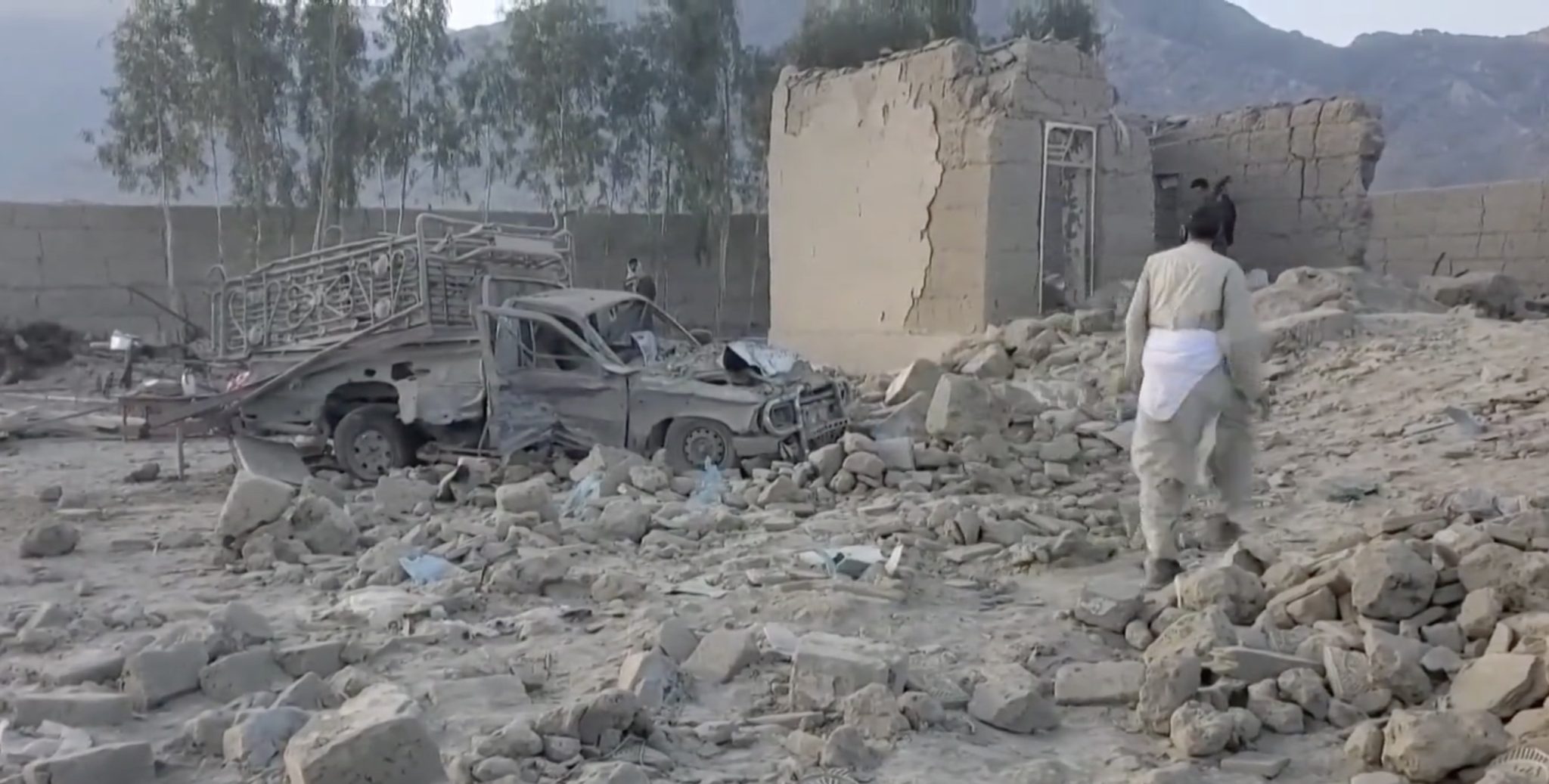 Rubble seen in Nangarhar, Afghanistan on February 22 in the aftermath of Pakistan's attack.
