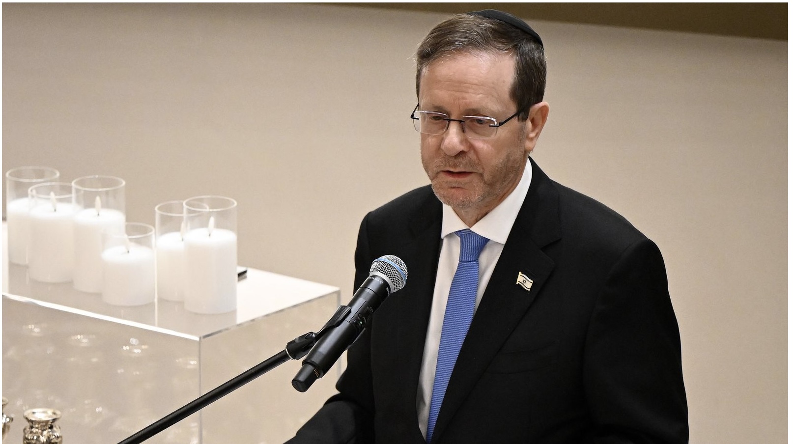 Israeli President Isaac Herzog attends a ceremony at the Chabad of Bondi in Sydney.