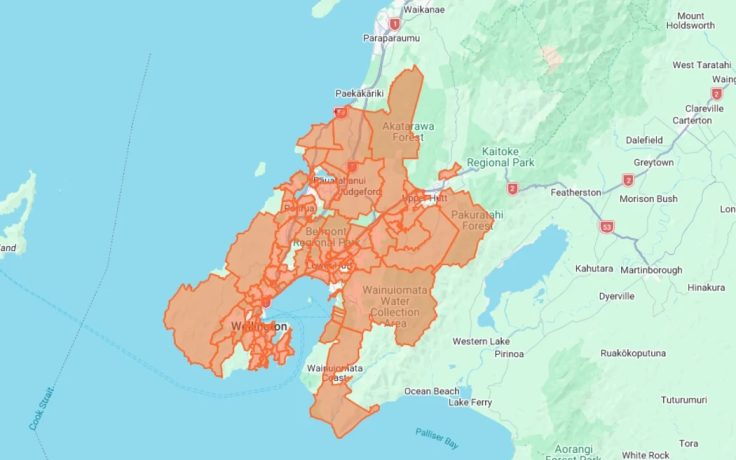 This Wellington Electricity map shows the extent of area where individual homes remain without power.