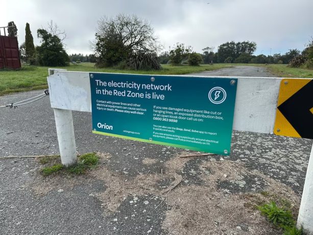 A warning sign in Christchurch's red zone