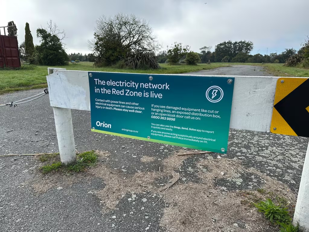 A warning sign in Christchurch's red zone