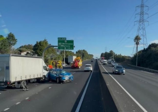 Multiple people are injured after a crash near the Mt Wellington turnoff.