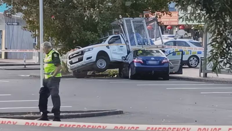 Emergency services at the scene of the crash in Northcote.