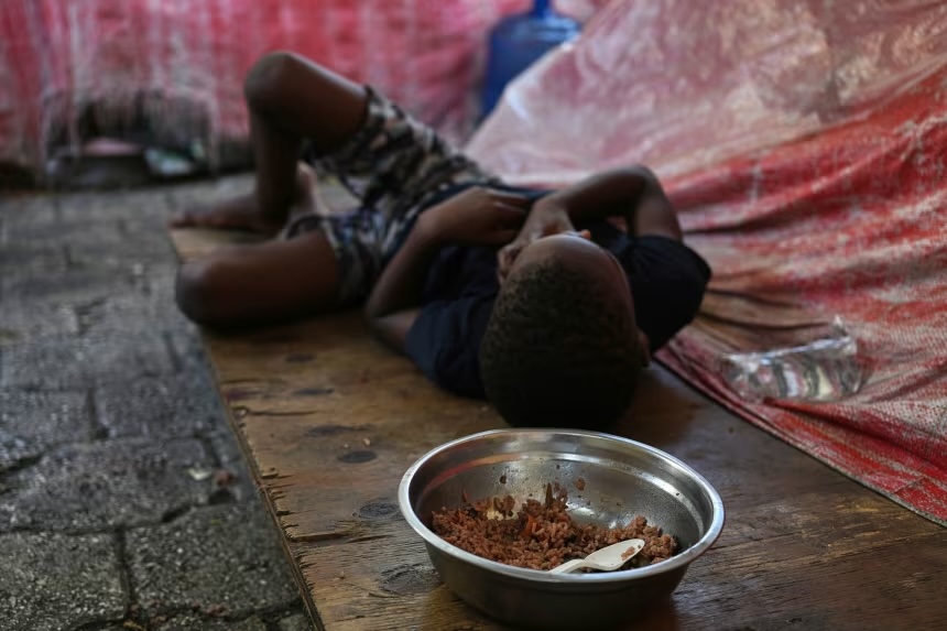 A child at a shelter for families displaced by gang violence in Port-au-Prince, Haiti, on March 16, 2026.
