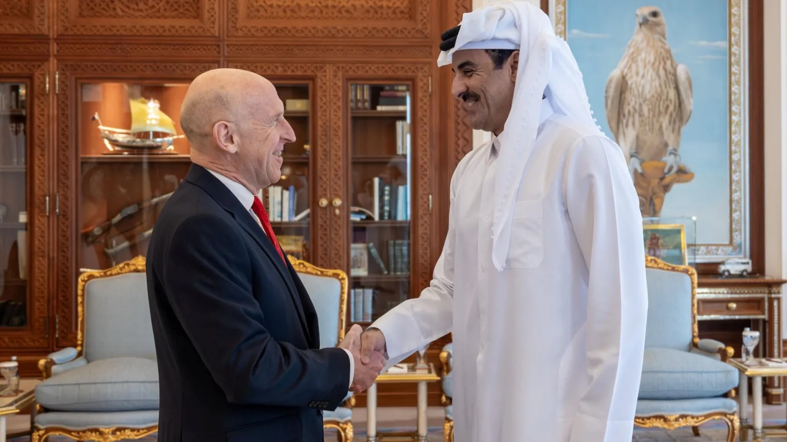Defence Secretary John Healey has met with the Emir of Qatar as part of a trip to the Gulf nations.