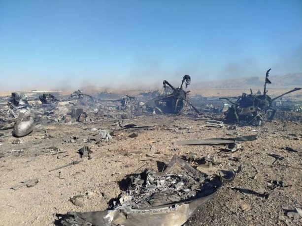 Iranian state media shared images of apparent aircraft wreckage on April 5, 2026, after President Donald Trump said US forces rescued a crew member from a downed fighter jet.