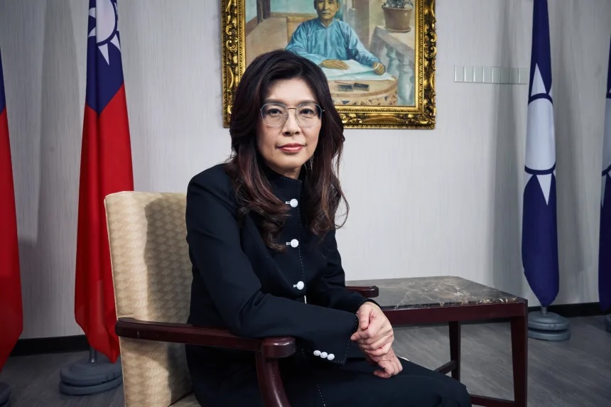 Cheng Li-Wun, chairperson of the Kuomintang, at the party's headquarters in Taipei, Taiwan, on April 30, 2026.