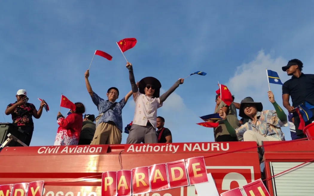 Chinese embassy staff in Nauru with government officials hosted a New Year Candy Parade on 2 January 2026.