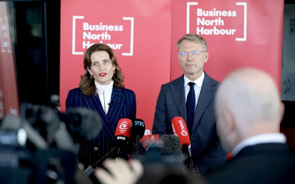 Finance Minister Nicola Willis and Public Service Minister Paul Goldsmith after a pre-Budget announcement targeting job numbers in the sector.