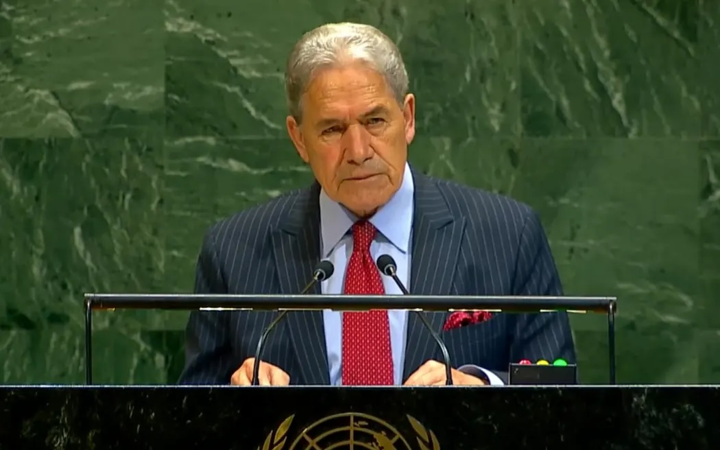 Foreign Affairs Minister Winston Peters speaking at the United Nations General Assembly.