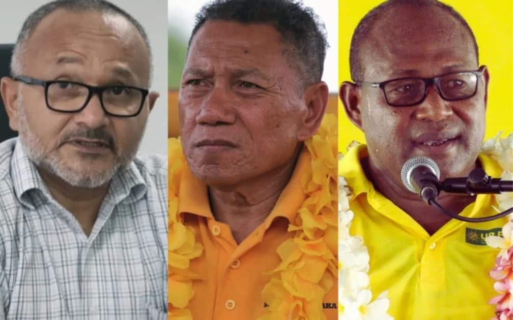 Left to right - Matthew Wale, Peter Shanel Agovaka, Manasseh Maelanga. Photo: RNZ Pacific : Solomon Islands opposition : O.U.R. Party Solomon islands