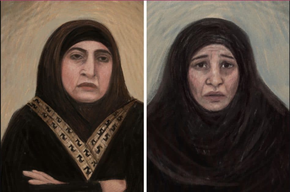 A combined image shows (left) a court sketch depicting Kawsar Ahmad, 53, also known as Abbas, during her bail application in Melbourne, Friday, May 8, 2026 and (right) a court sketch depicting Zeinab Ahmad during her bail application in Melbourne. (AAP)