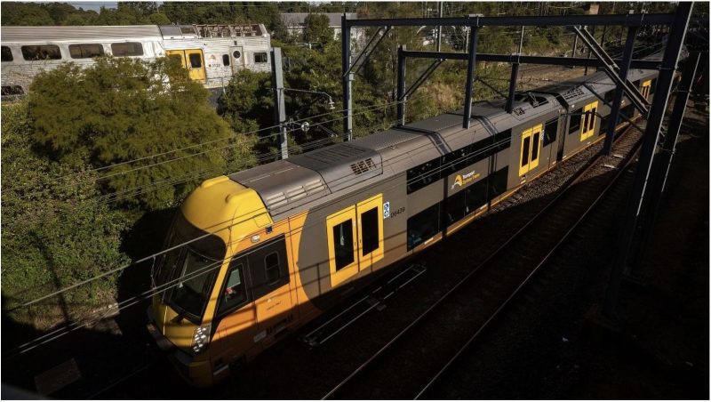 A man has been arrested after allegedly pointing a gun at people waiting for a train in Sydney.