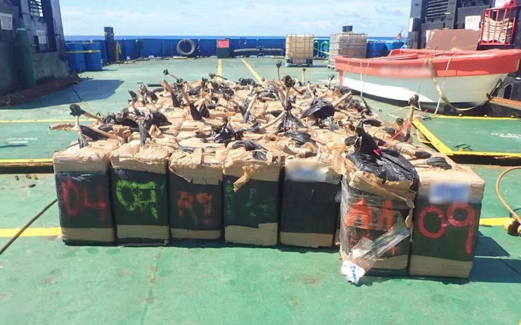 The drugs were discovered on board, but authorities have not revealed the vessel's name or flag state.