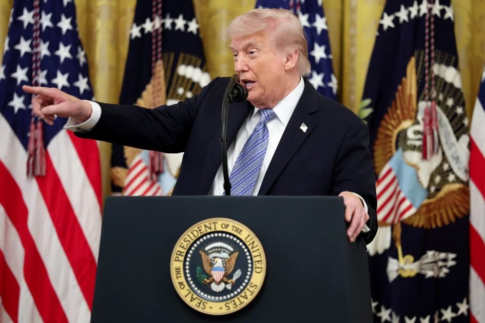 President Donald Trump speaks at the East Room of the White House in Washington, DC on Monday. Anna Moneymaker-Getty Images
