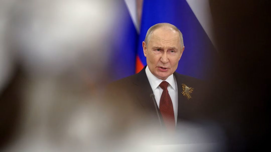Russian President Vladimir Putin speaks during a press conference in Moscow, Russia May 9, 2026.