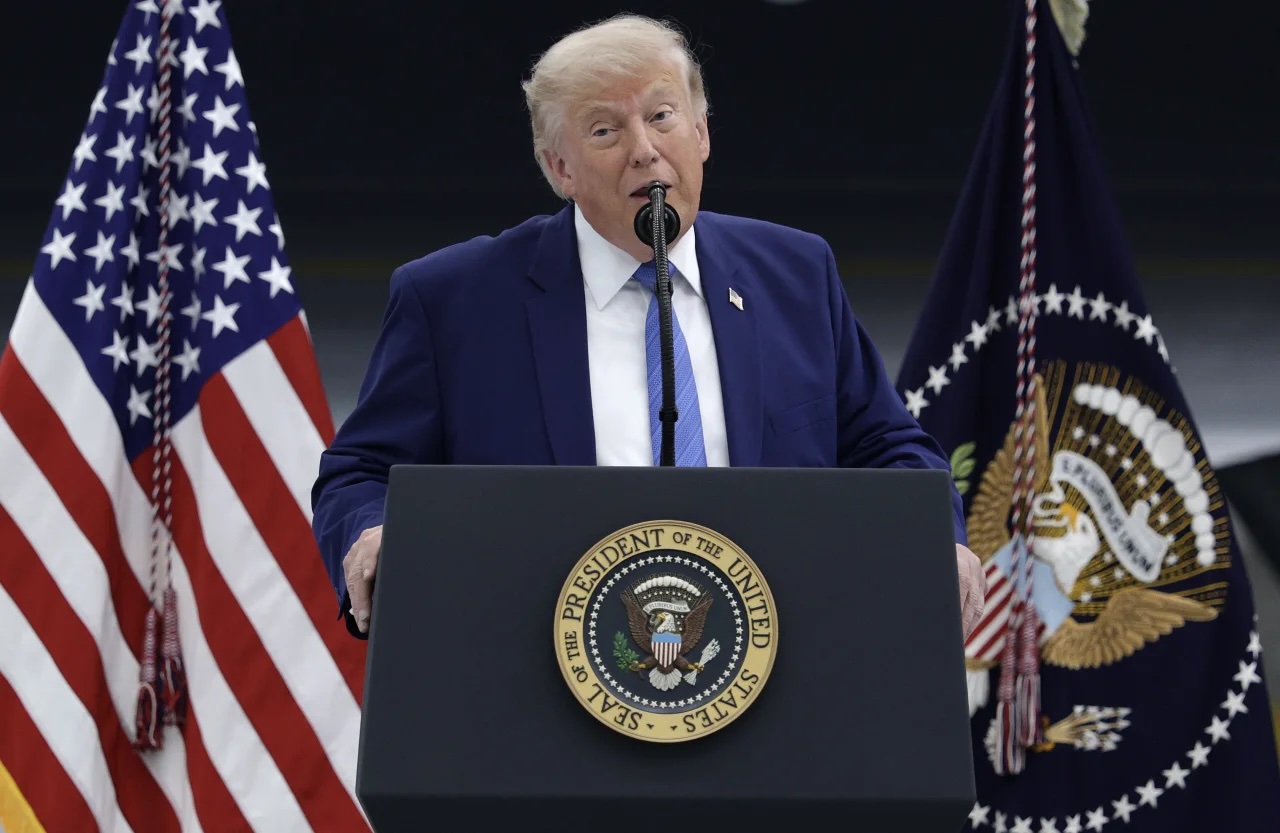 Donald Trump delivers remarks at Joint Base Andrews, Maryland on June 19.