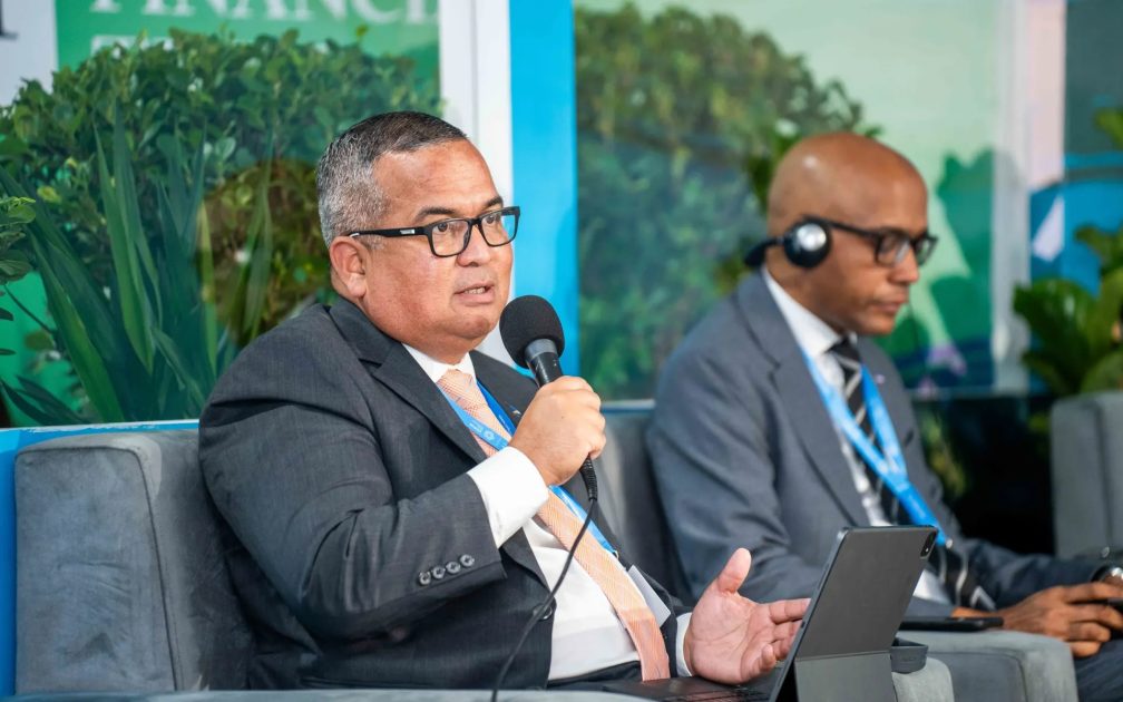 Marshall Islands Finance Minister David Paul, who is chairing the Forum Economic Ministers Meeting in Majuro this week, in a file photo from the COP29 global climate summit in Azerbaijan.