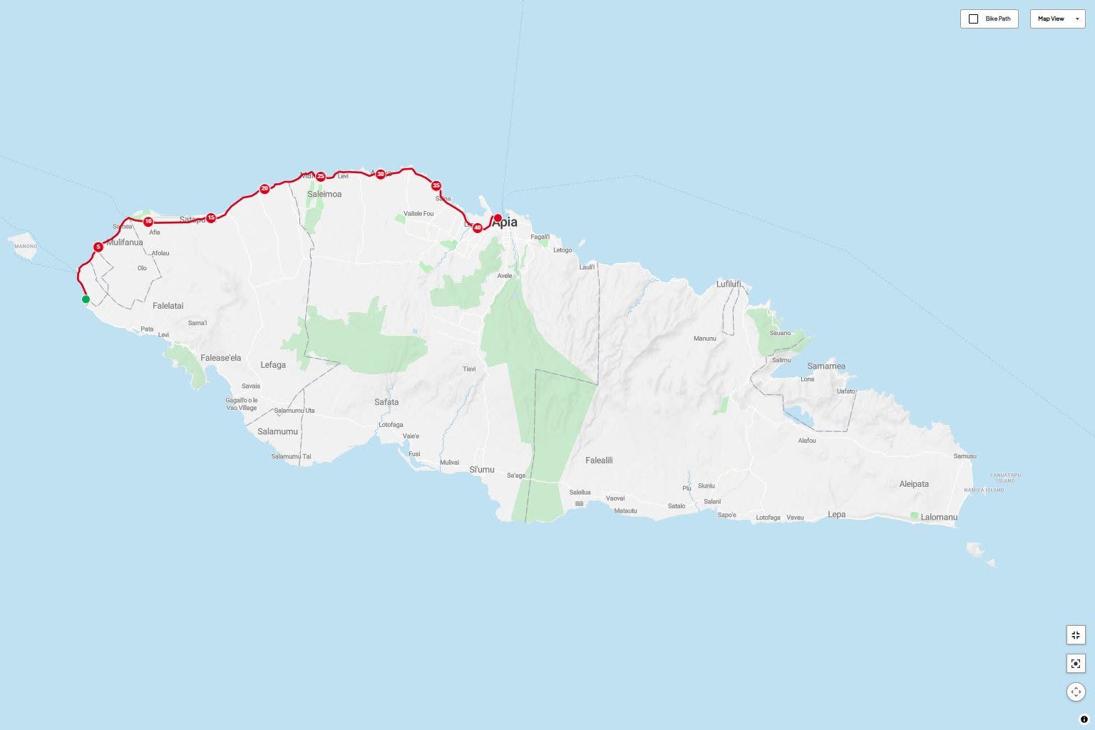 Map for the 8th Samoa International Marathon