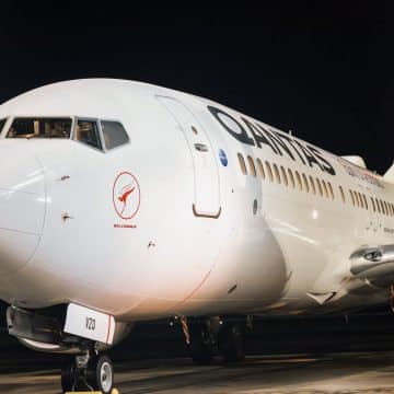Qantas airline landing in Samoa