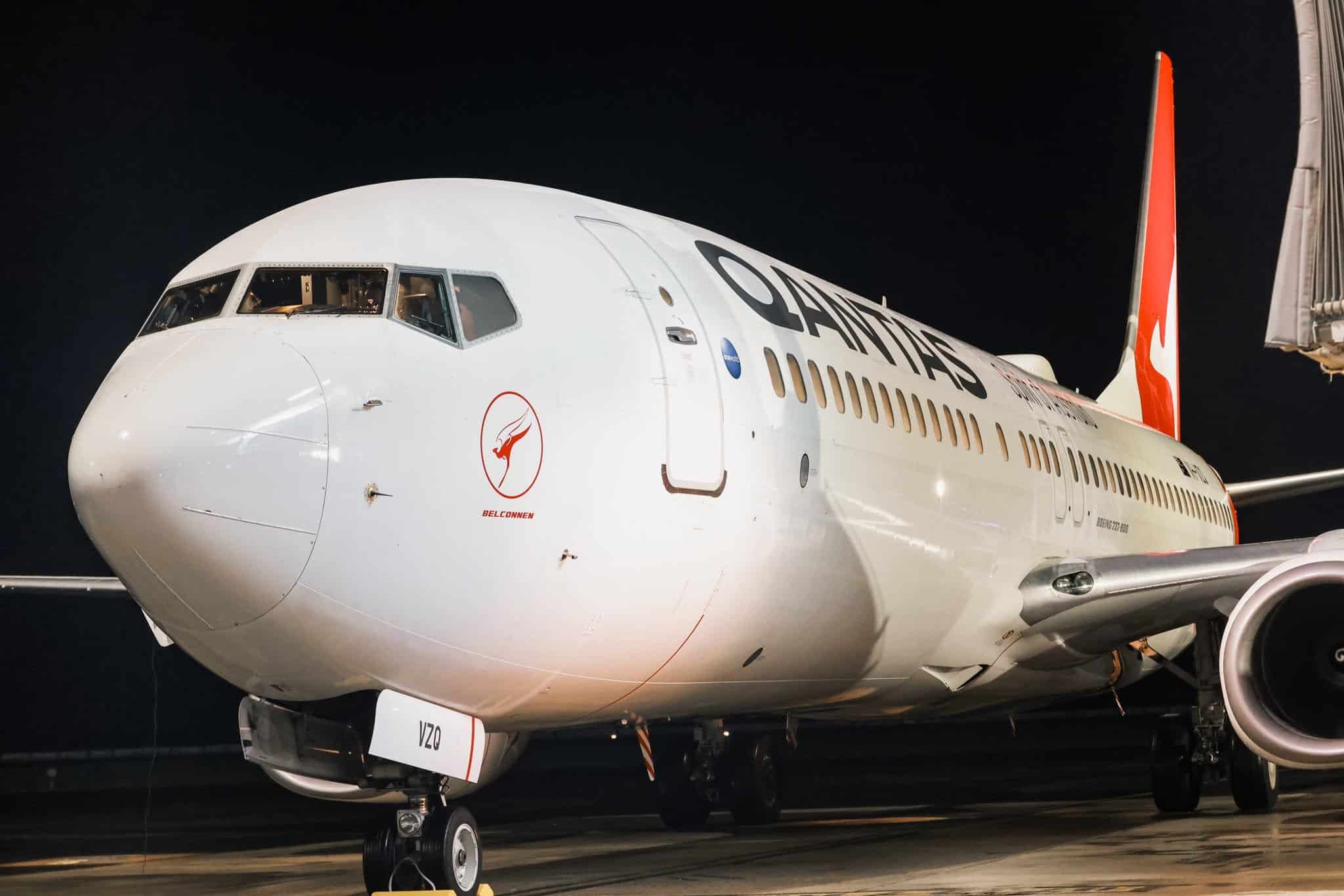 Qantas airline landing in Samoa